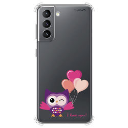 Capa para Celular - I Love You - Coruja Romântica estilo Flat