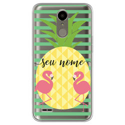 Capa para celular - Abacaxi e Flamingo | Com Nome Manuscrito